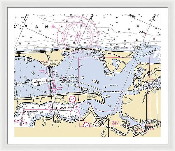 St-lucie-inlet -florida Nautical Chart _v6 - Framed Print