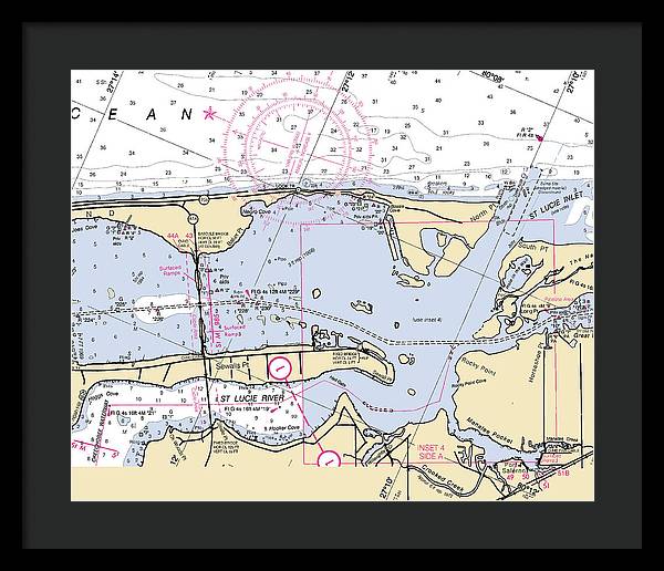 St-lucie-inlet -florida Nautical Chart _v6 - Framed Print