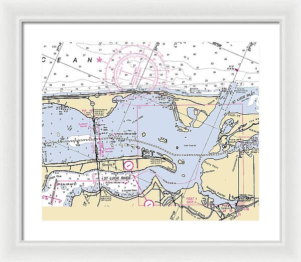 St-lucie-inlet -florida Nautical Chart _v6 - Framed Print