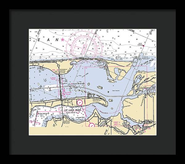 St-lucie-inlet -florida Nautical Chart _v6 - Framed Print