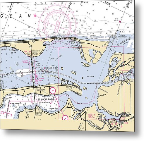 8" x 6.5" St-Lucie-Inlet -Florida Nautical Chart _V6 - Metal Print - SeaKoast