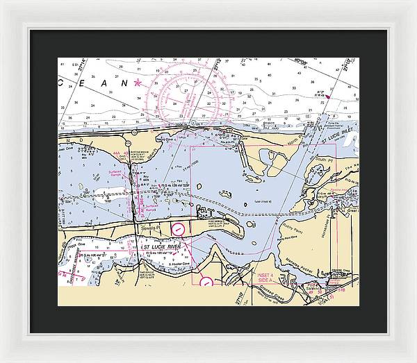 St-lucie-inlet -florida Nautical Chart _v6 - Framed Print