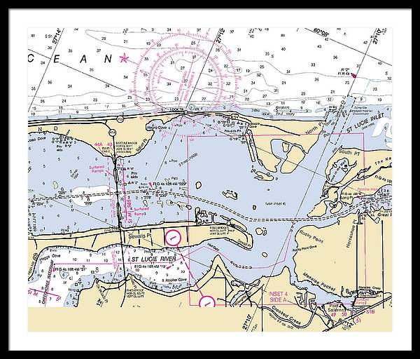 St-lucie-inlet -florida Nautical Chart _v6 - Framed Print