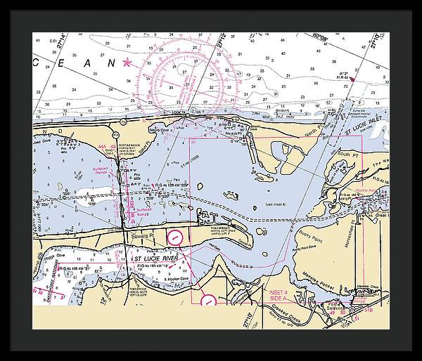 St-lucie-inlet -florida Nautical Chart _v6 - Framed Print