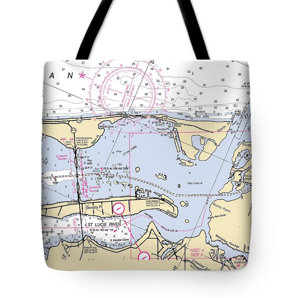 St-lucie-inlet -florida Nautical Chart _v6 - Tote Bag