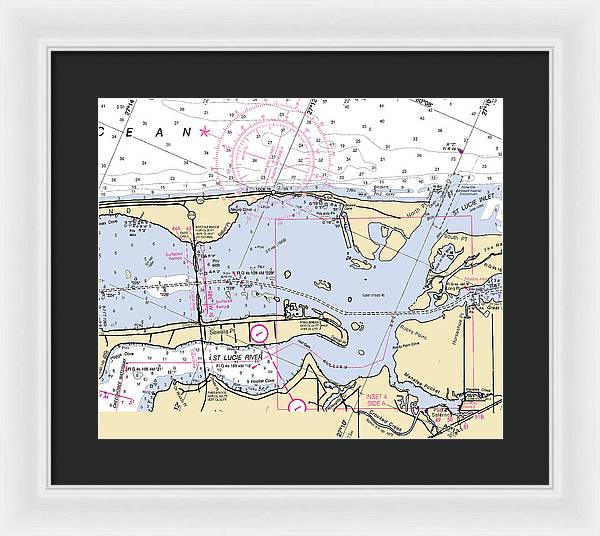 St-lucie-inlet -florida Nautical Chart _v6 - Framed Print