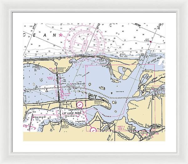 St-lucie-inlet -florida Nautical Chart _v6 - Framed Print