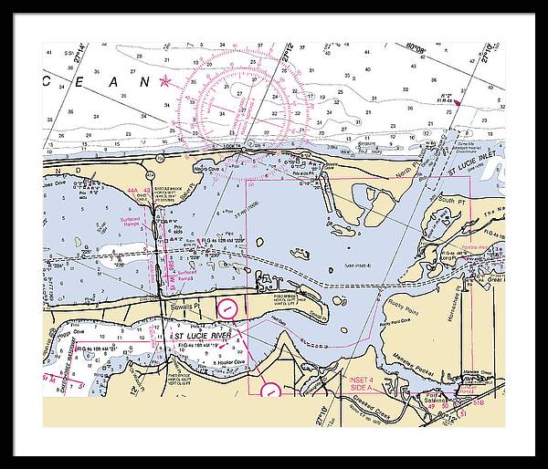 St-lucie-inlet -florida Nautical Chart _v6 - Framed Print