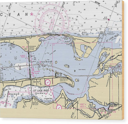 St-Lucie-Inlet -Florida Nautical Chart _V6 Wood Print