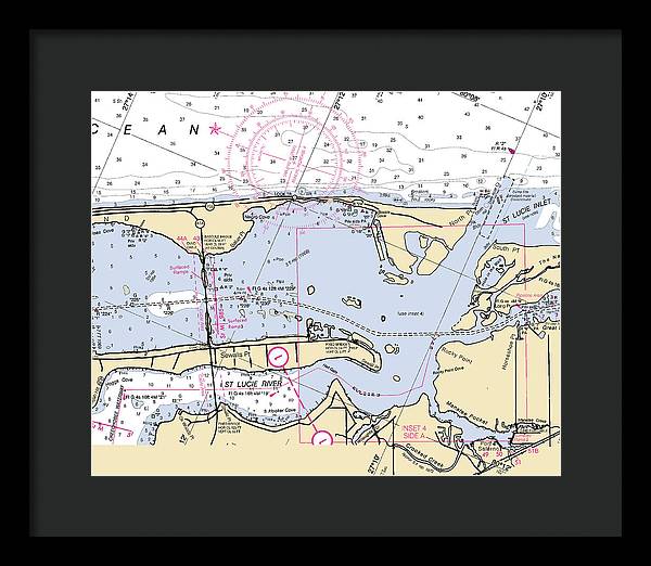 St-lucie-inlet -florida Nautical Chart _v6 - Framed Print