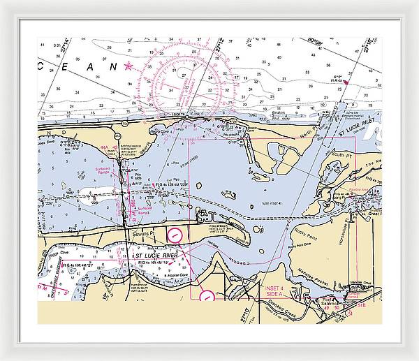 St-lucie-inlet -florida Nautical Chart _v6 - Framed Print