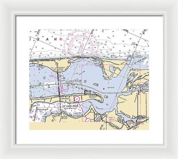 St-lucie-inlet -florida Nautical Chart _v6 - Framed Print