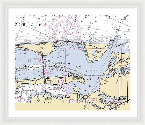 St-lucie-inlet -florida Nautical Chart _v6 - Framed Print