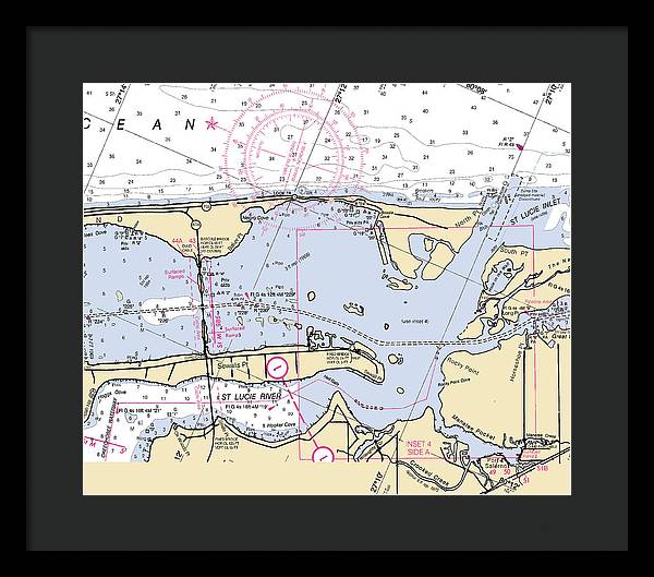 St-lucie-inlet -florida Nautical Chart _v6 - Framed Print