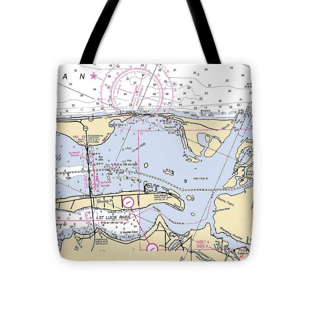 St-lucie-inlet -florida Nautical Chart _v6 - Tote Bag