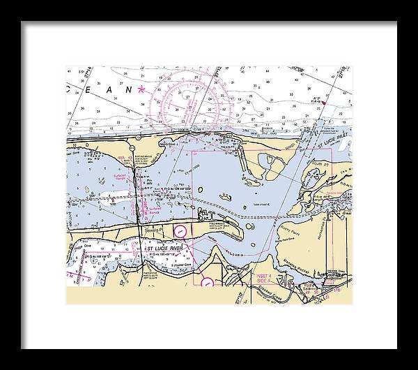 St-lucie-inlet -florida Nautical Chart _v6 - Framed Print