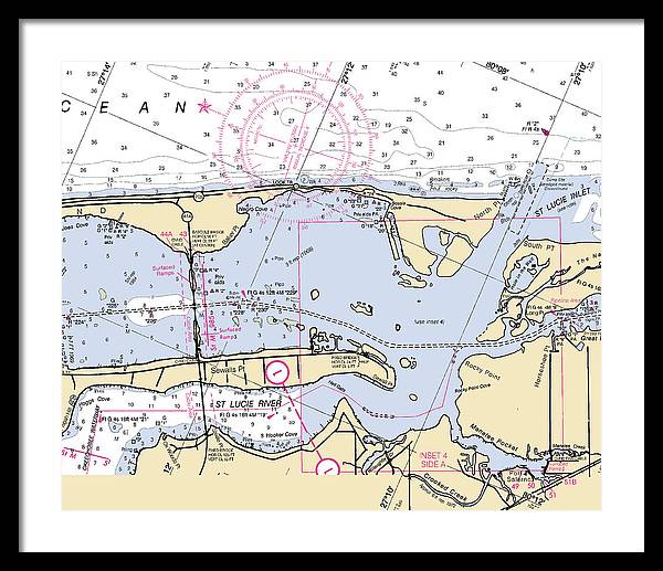 St-lucie-inlet -florida Nautical Chart _v6 - Framed Print