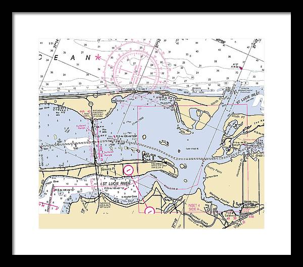 St-lucie-inlet -florida Nautical Chart _v6 - Framed Print