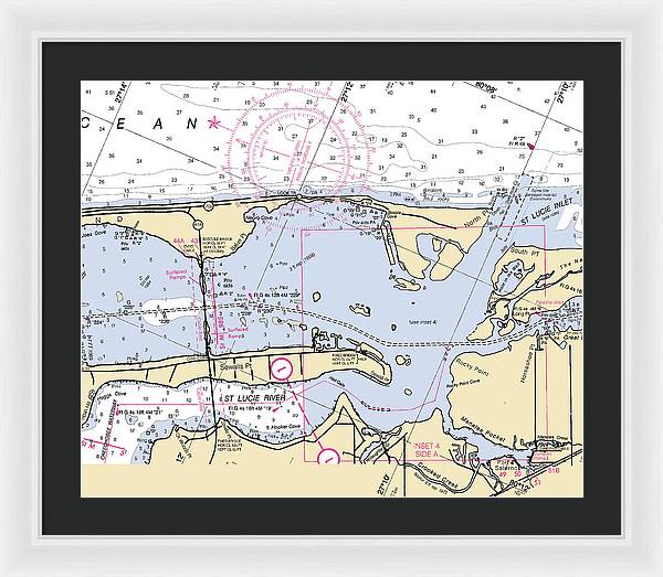 St-lucie-inlet -florida Nautical Chart _v6 - Framed Print