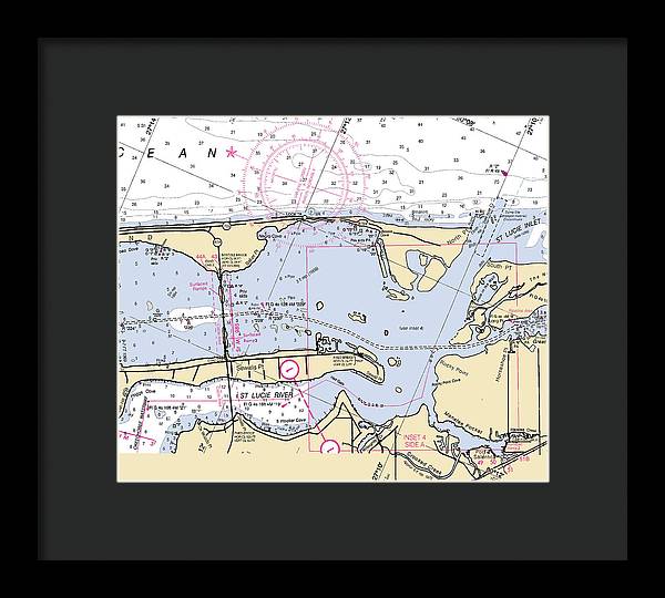 St-lucie-inlet -florida Nautical Chart _v6 - Framed Print