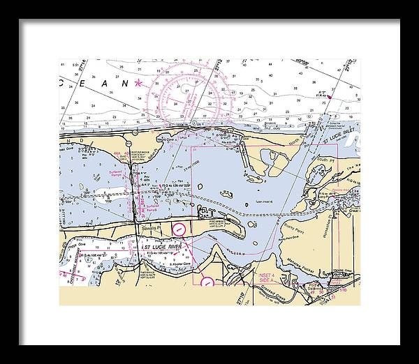 St-lucie-inlet -florida Nautical Chart _v6 - Framed Print