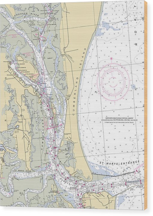 St Marys-Georgia Nautical Chart Wood Print