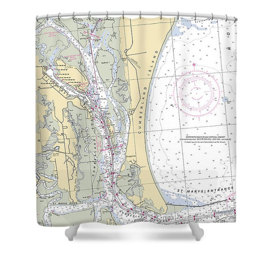 St Marys Georgia Nautical Chart Shower Curtain