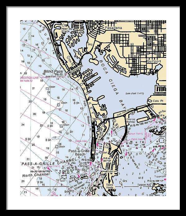St Pete Beach -florida Nautical Chart _v2 - Framed Print