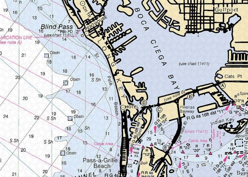 St Pete Beach -florida Nautical Chart _v2 - Puzzle