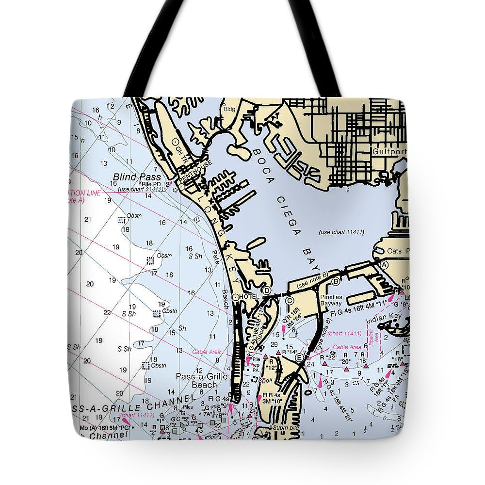 St Pete Beach -florida Nautical Chart _v2 - Tote Bag