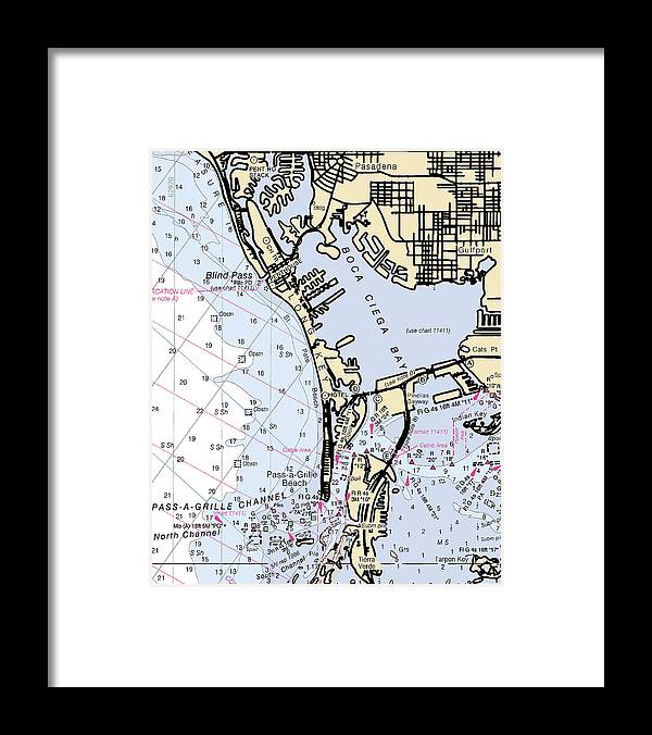 St Pete Beach -florida Nautical Chart _v2 - Framed Print