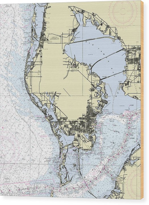St Petersburg Florida Nautical Chart Wood Print