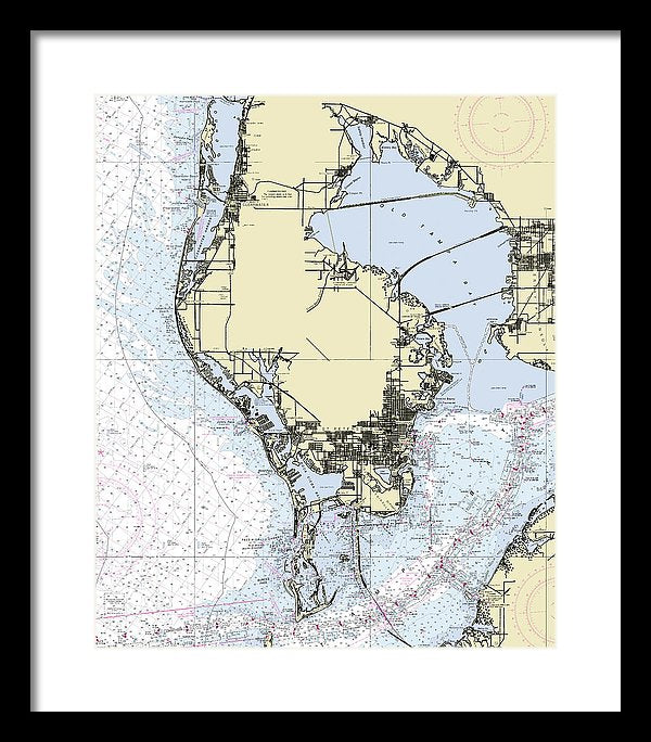 St Petersburg Florida Nautical Chart - Framed Print