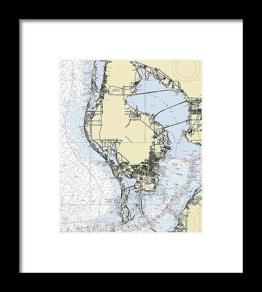 St Petersburg Florida Nautical Chart - Framed Print