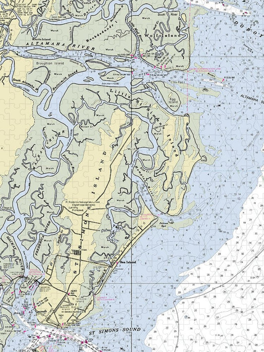 St Simons Island Georgia Nautical Chart Puzzle