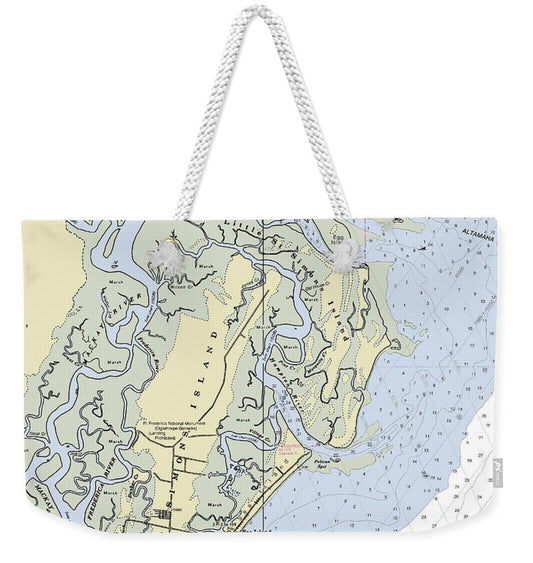 St Simons Island Georgia Nautical Chart - Weekender Tote Bag