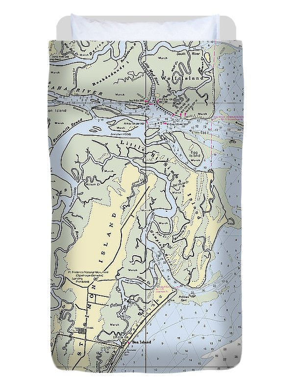 St Simons Island Georgia Nautical Chart - Duvet Cover