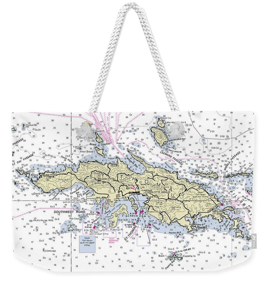 St Thomas Virgin Islands Nautical Chart - Weekender Tote Bag