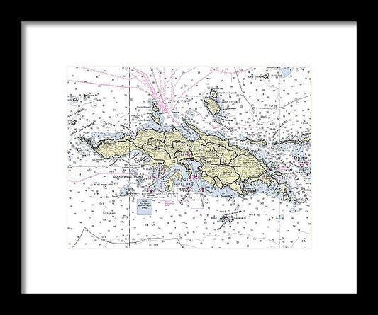 St Thomas Virgin Islands Nautical Chart - Framed Print