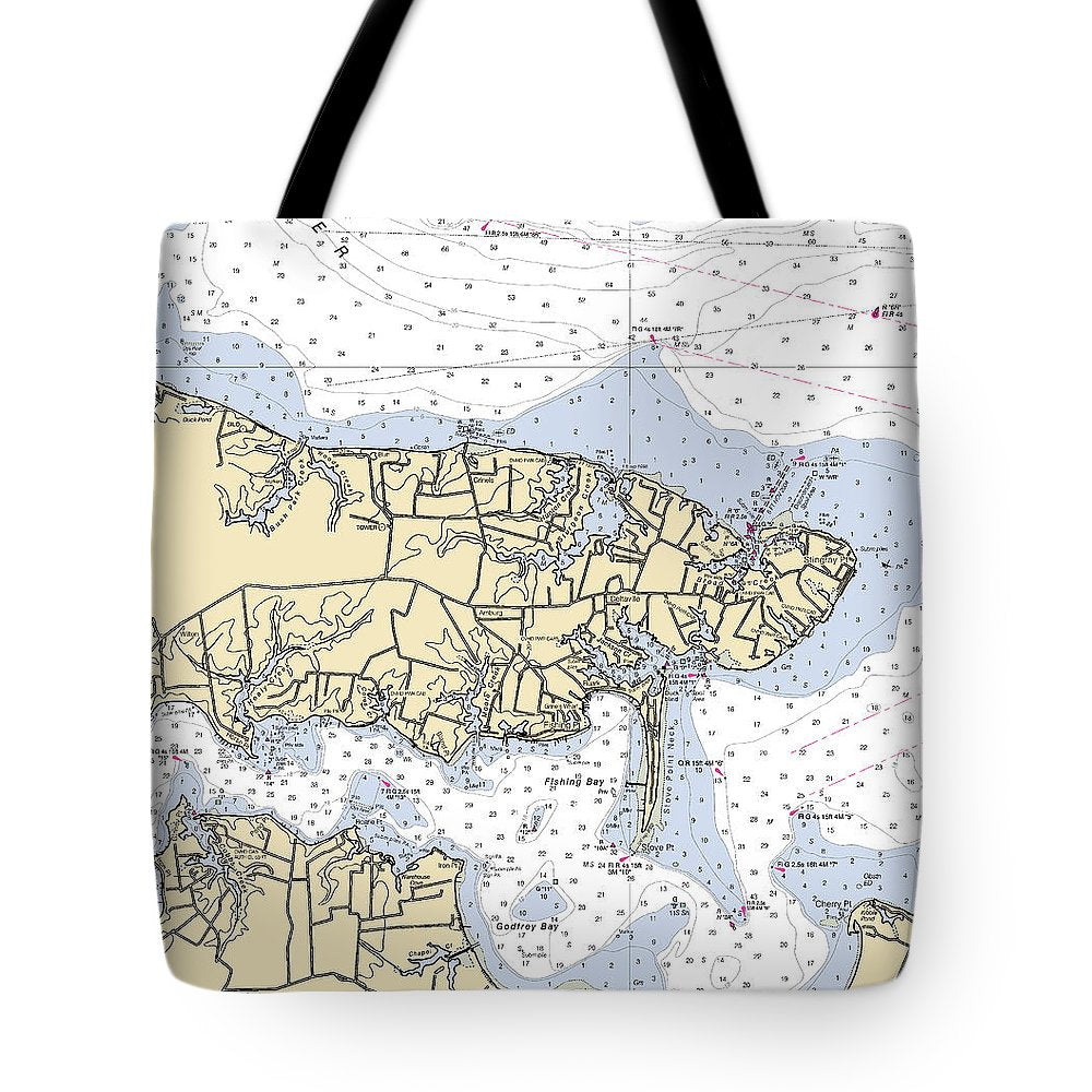 Stingray Point-virginia Nautical Chart - Tote Bag