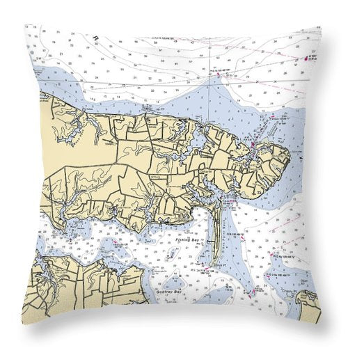 Stingray Point-virginia Nautical Chart - Throw Pillow