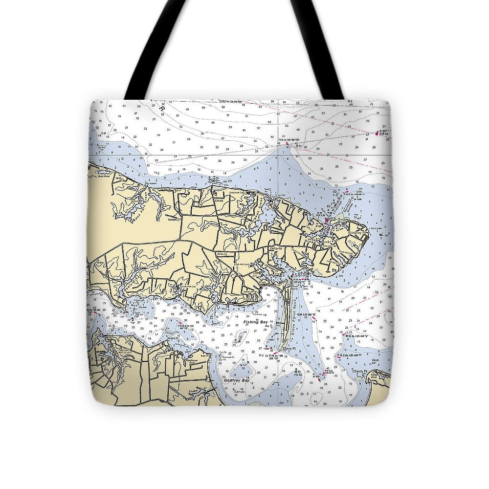 Stingray Point-virginia Nautical Chart - Tote Bag