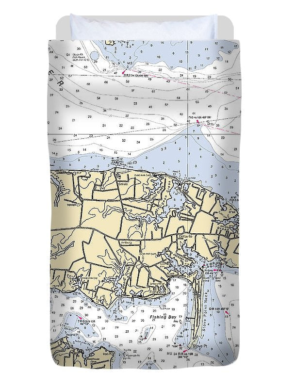 Stingray Point Virginia Nautical Chart Duvet Cover SeaKoast