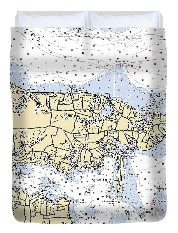 Stingray Point Virginia Nautical Chart Duvet Cover SeaKoast