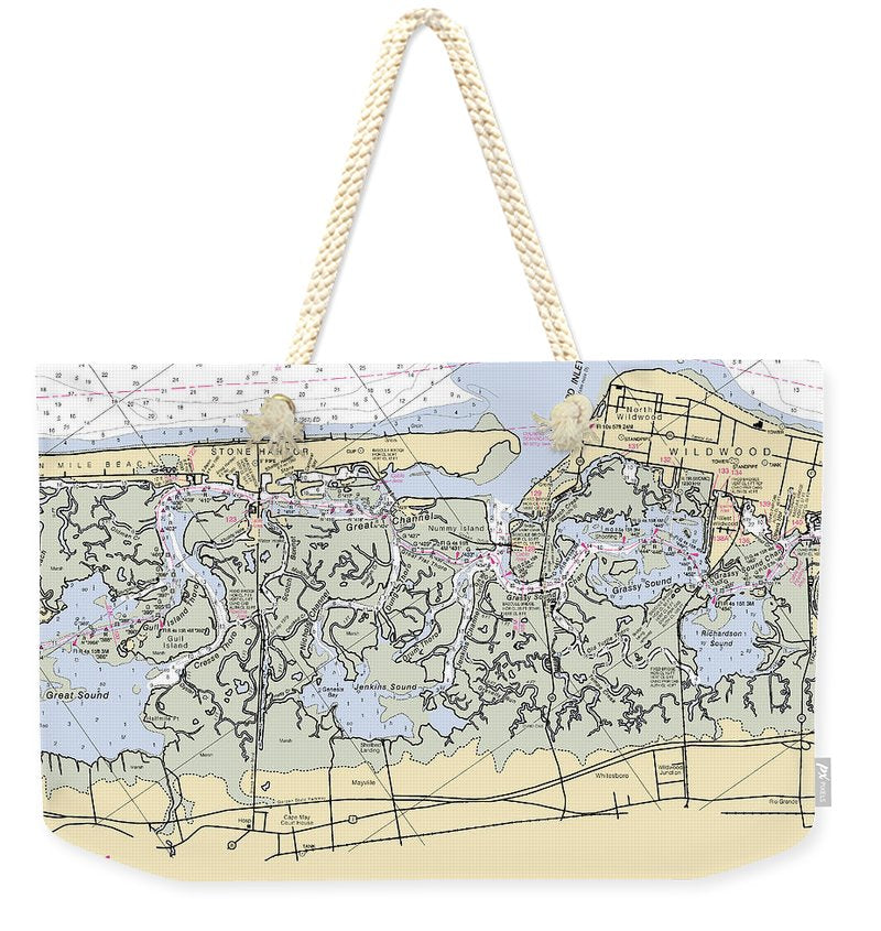 Stone Harbor To Wildwood-new Jersey Nautical Chart - Weekender Tote Bag