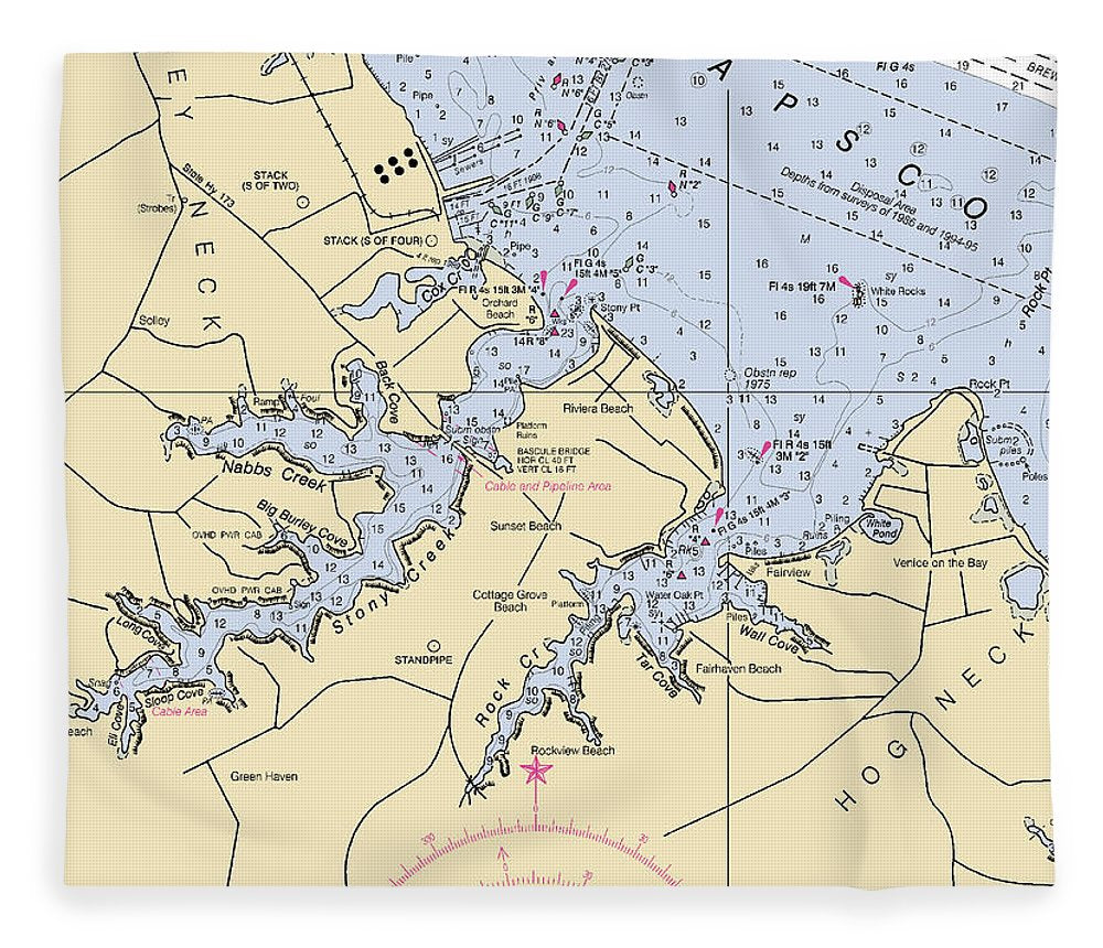 Stoney Creek Maryland Nautical Chart Blanket