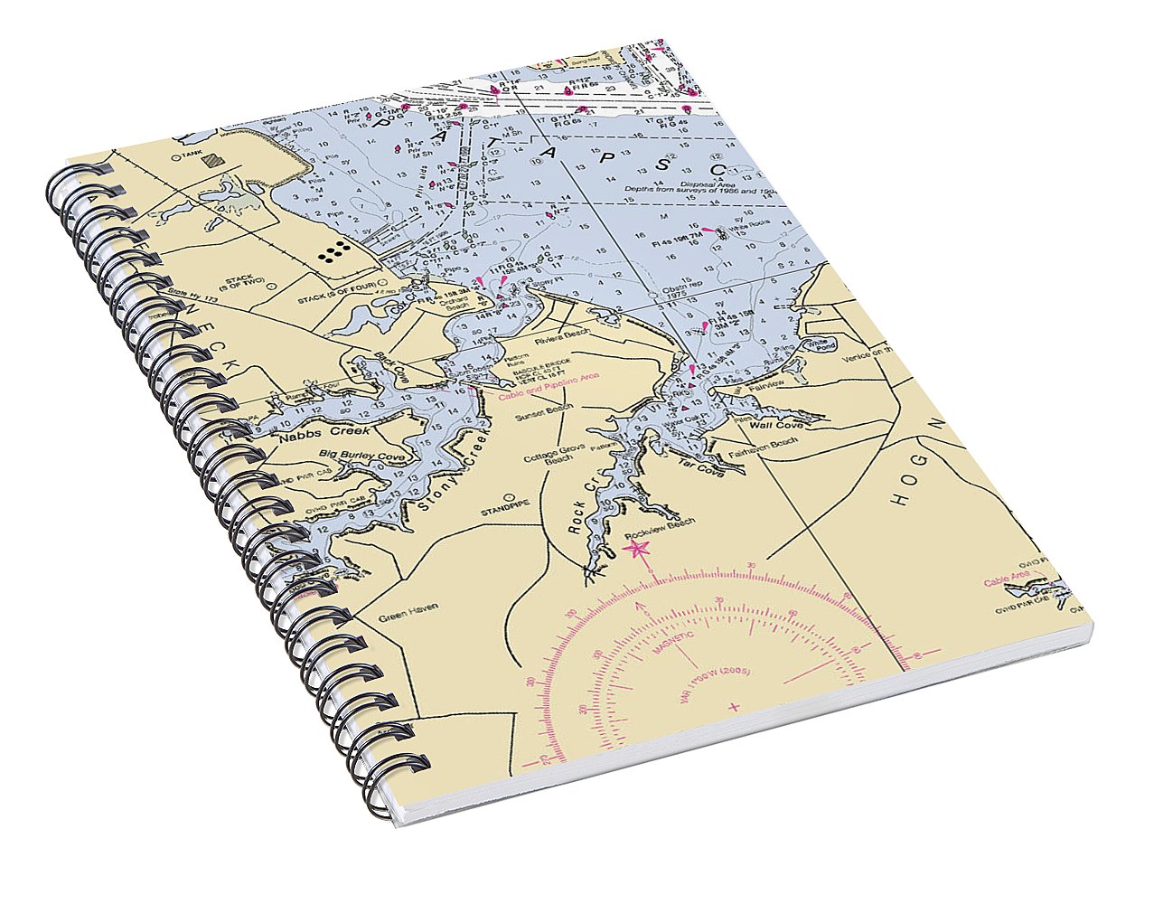 Stoney Creek-maryland Nautical Chart - Spiral Notebook