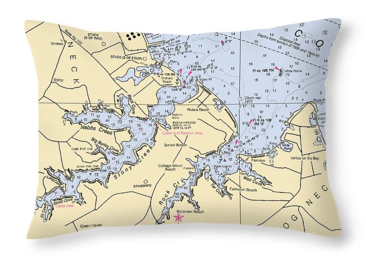 Stoney Creek-maryland Nautical Chart - Throw Pillow