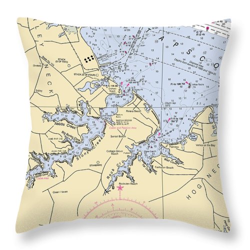 Stoney Creek-maryland Nautical Chart - Throw Pillow