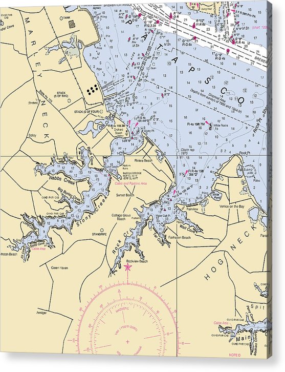Stoney Creek-Maryland Nautical Chart  Acrylic Print